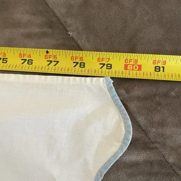 Vtg MCM Bird Applique Coverlet Sheet Full Double White Blue Cotton Scallop Hem - Picture 3 of 16